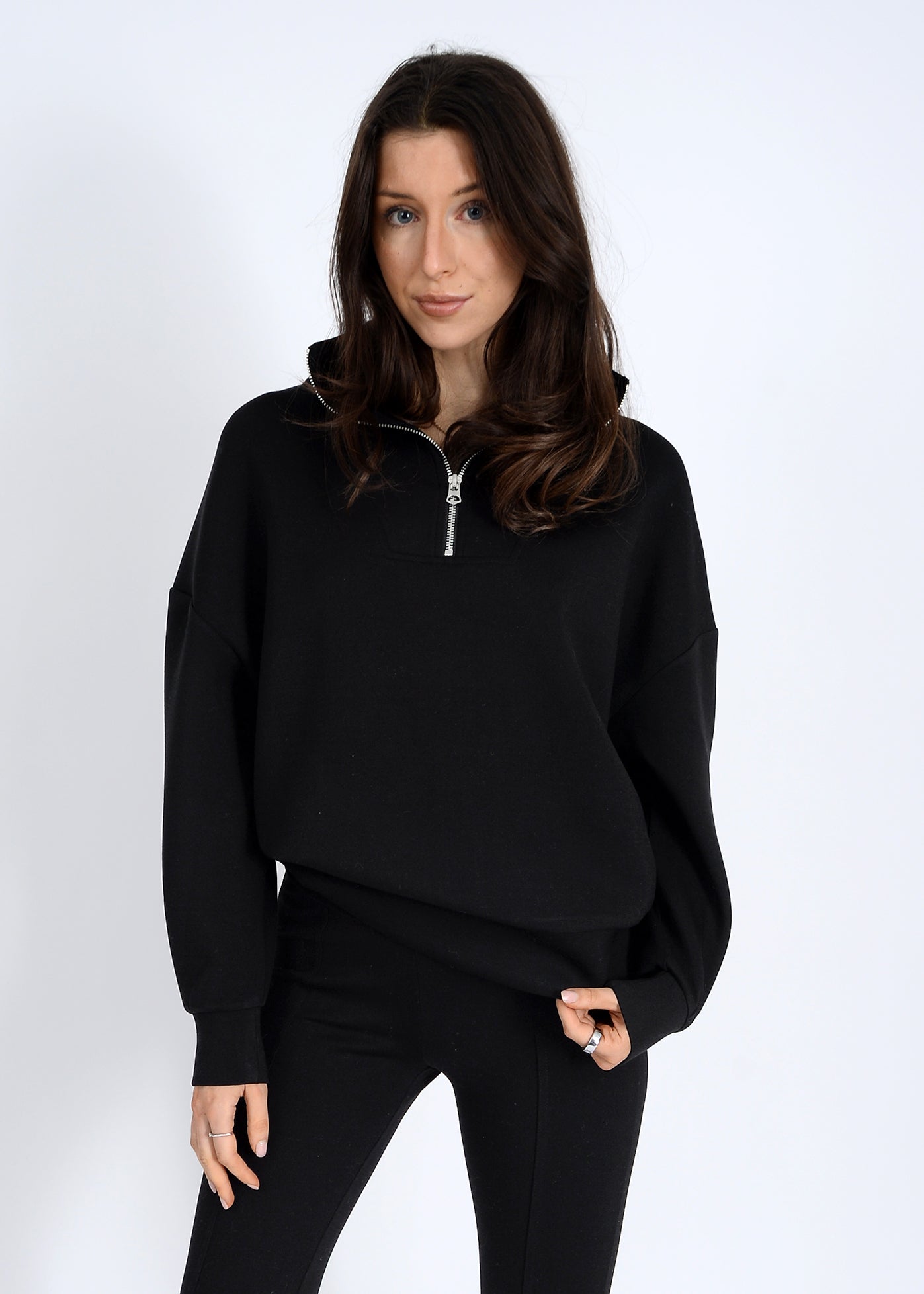 RD Style Seanni Soft Knit Half Zip Pullover BLK