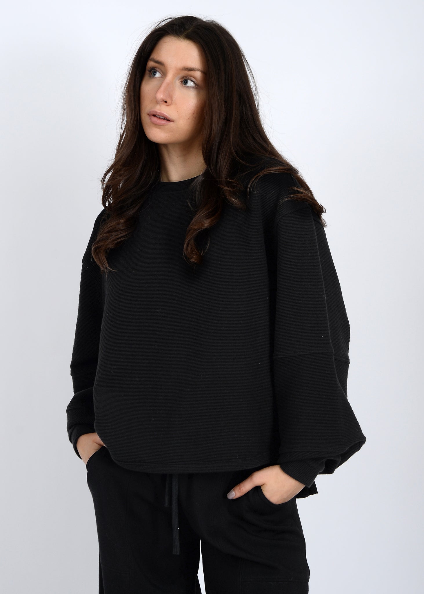 RD Style Lucina Ottoman High Lo Sweater BLK
