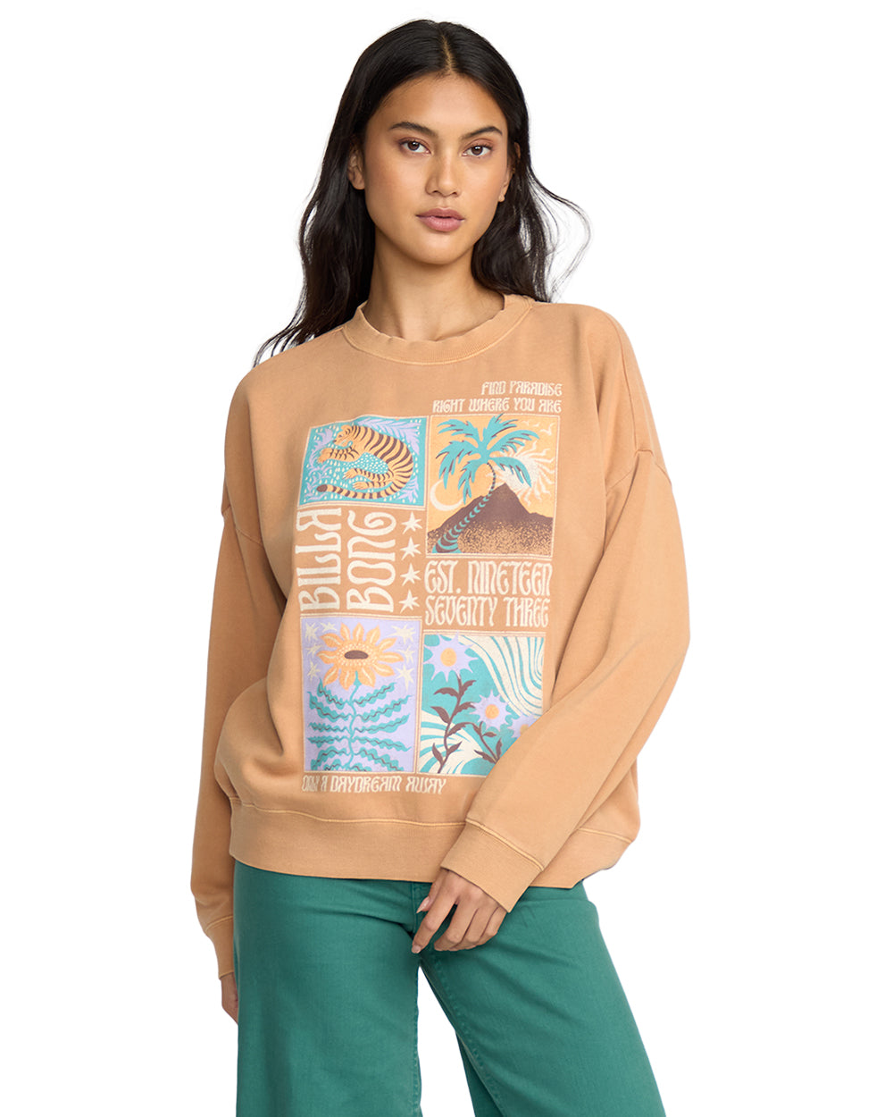 Billabong Echo Fleece Crewneck Sweatshirt DUSTY TRAILS
