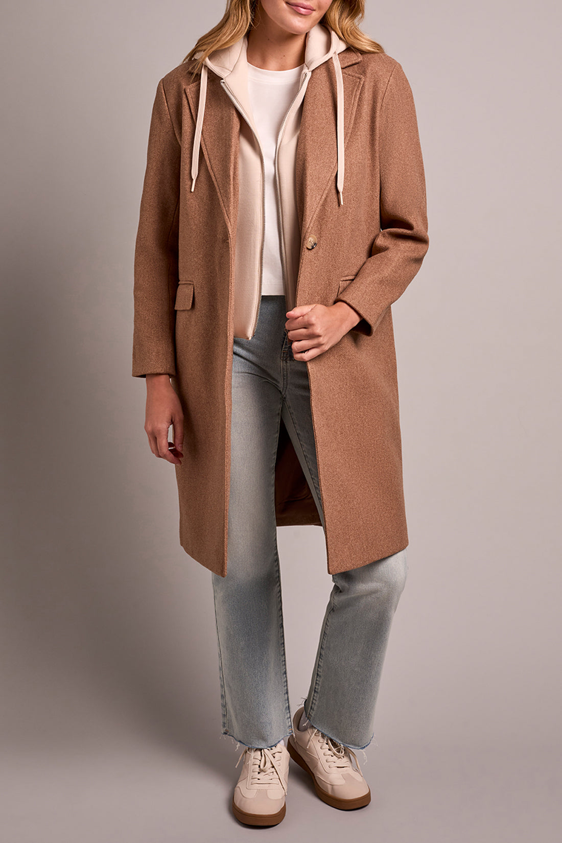 Tribal Car Coat w. Fooler Hoodie BISCOTTI
