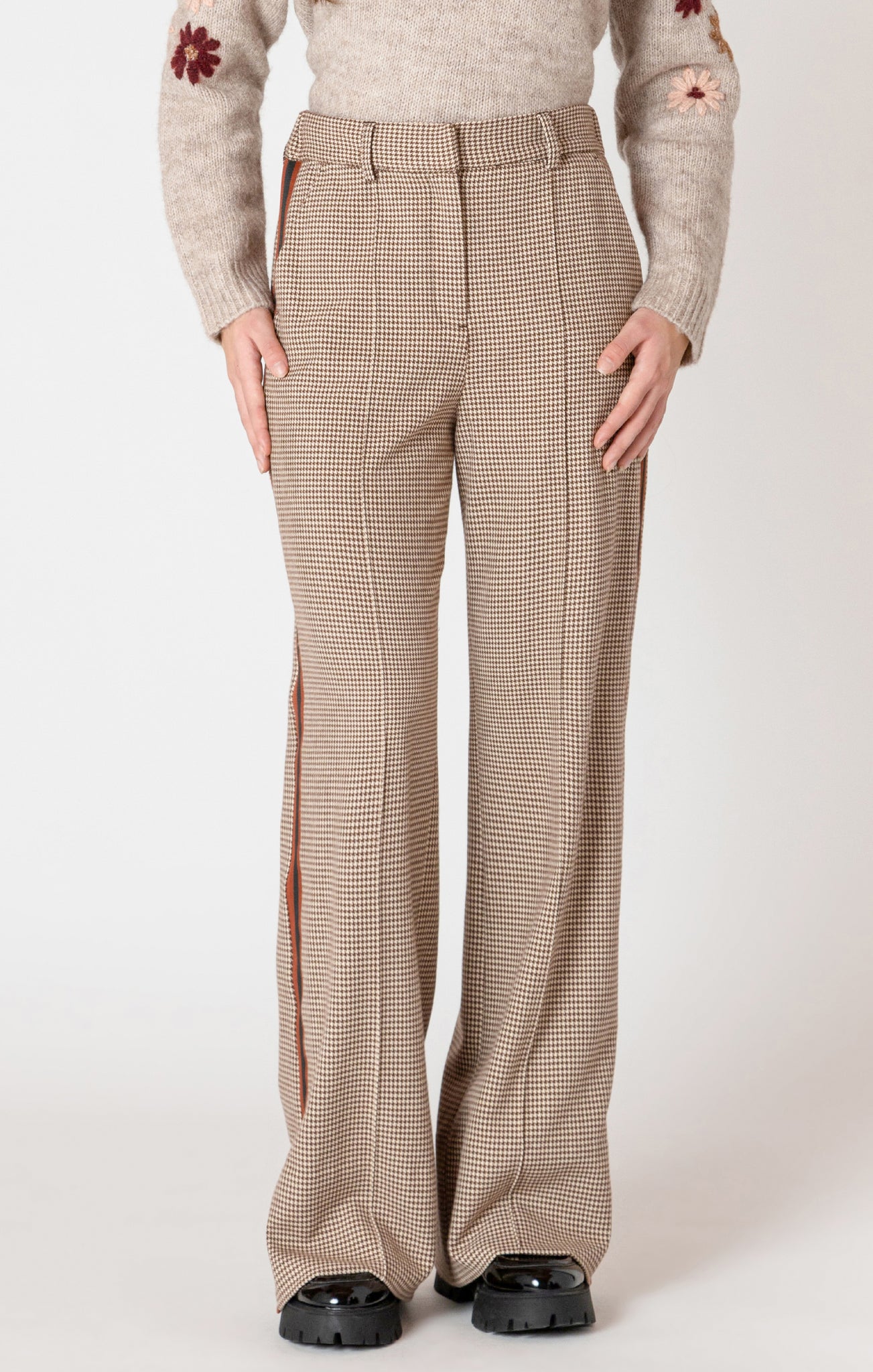 Black Tape Houndstooth Side Stripe Pant NEUTRAL