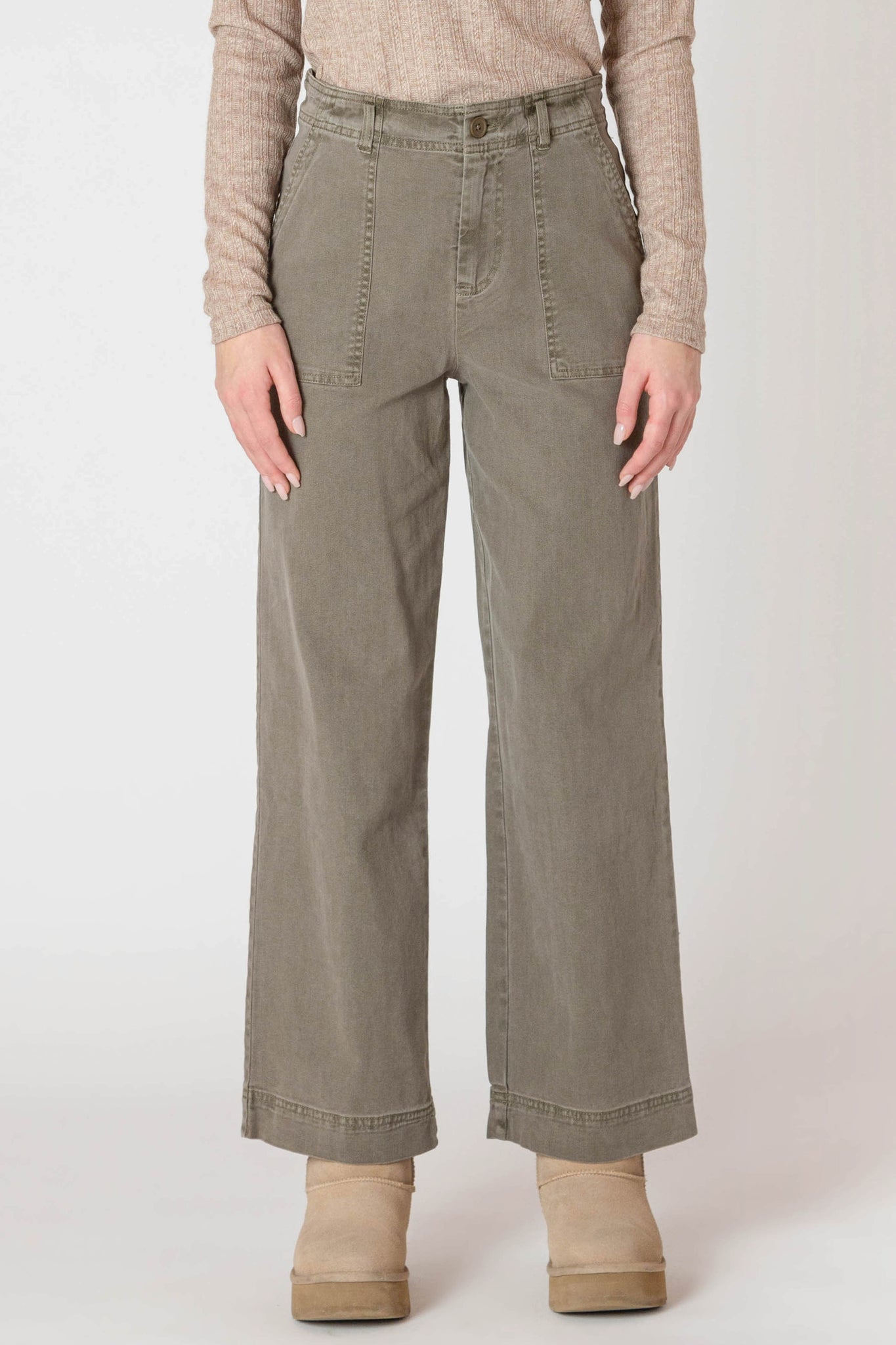 Room34 Straight Leg Pants ARMY GRN