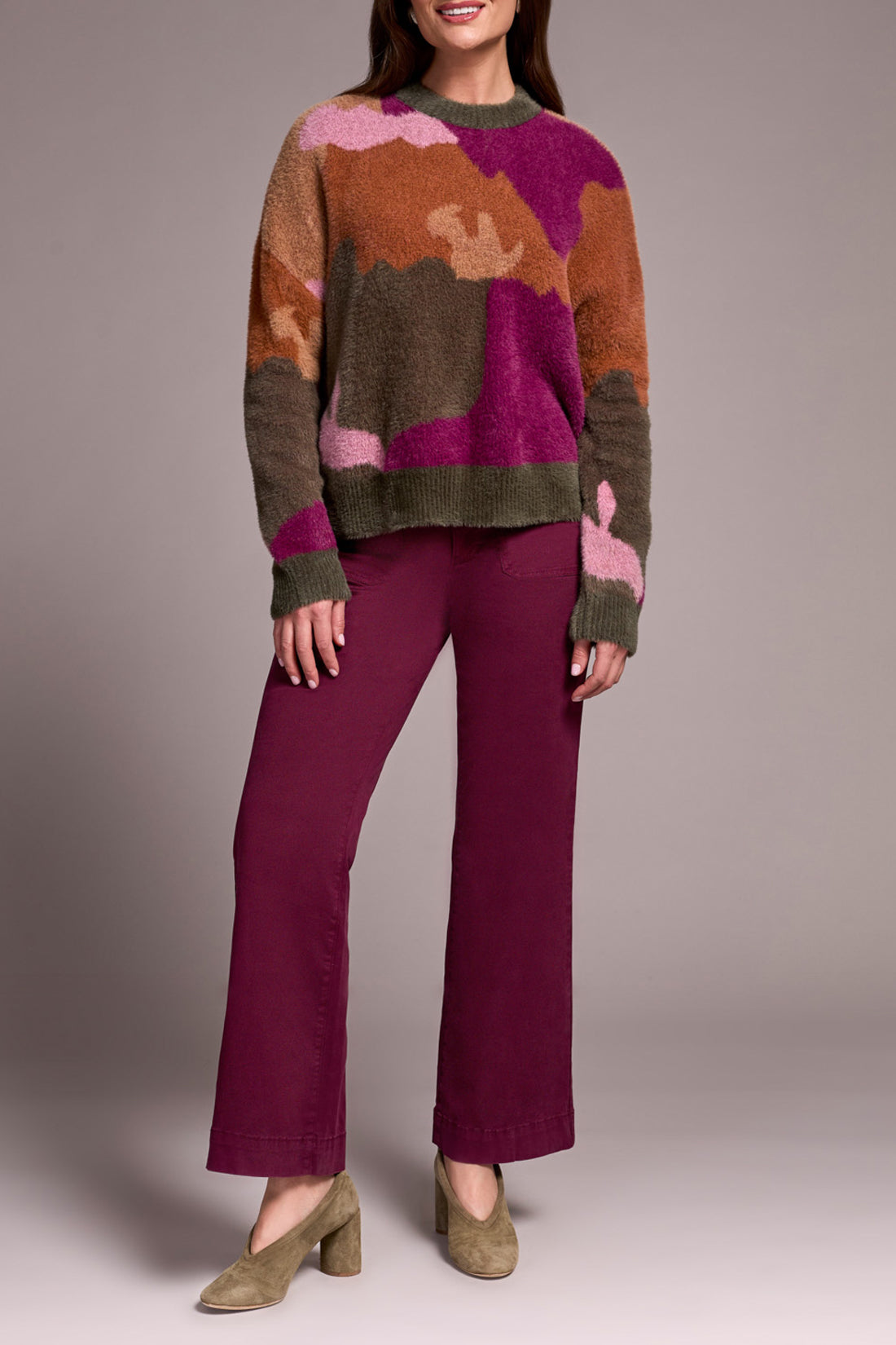 Tribal Intarsia Crew Neck Sweater SPICE