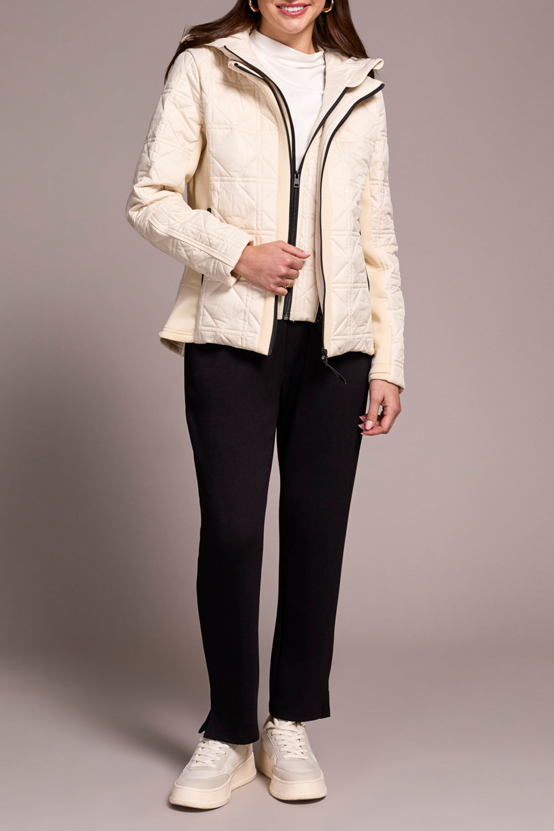 Tribal Zip Front Puffer Jacket w. Removable Hood MOONSTONE