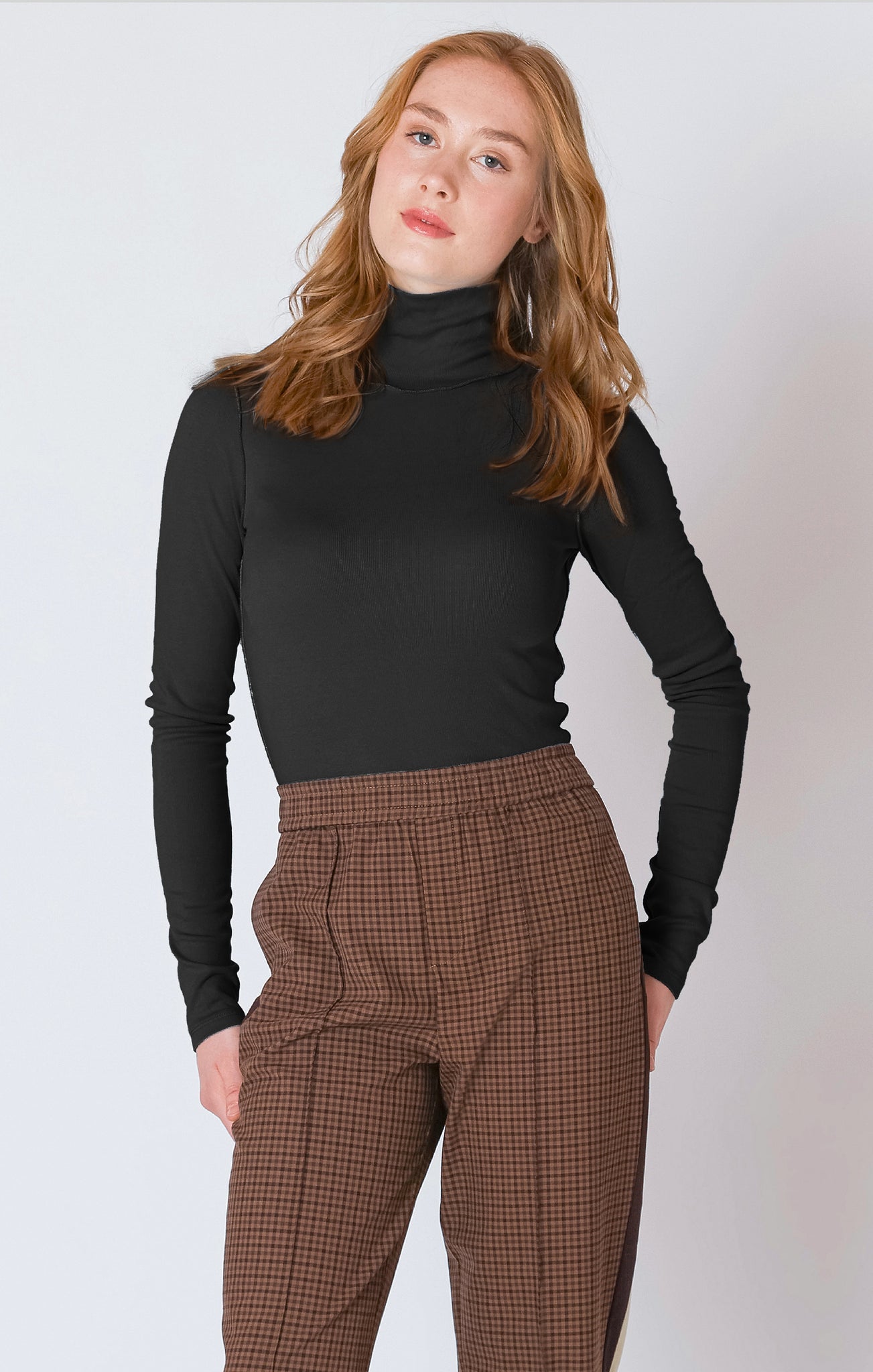 Dex Exposed Seam Turtleneck BLK
