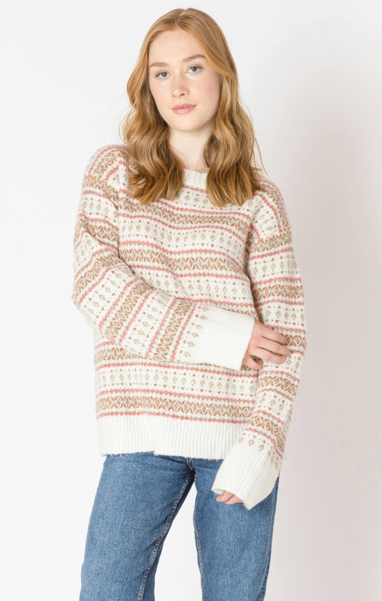 Dex Fairisle Oversized Sweater RED