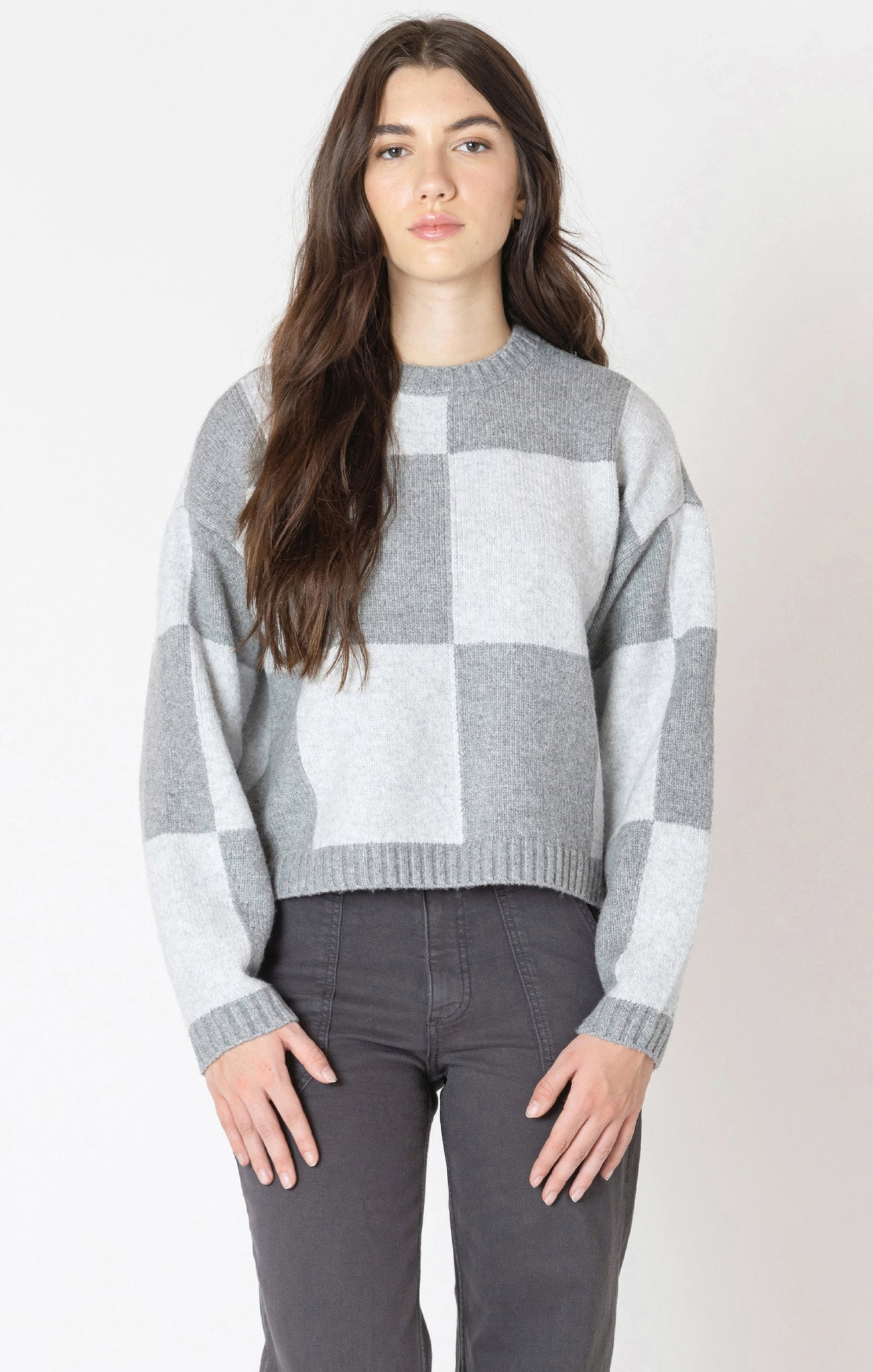 Dex Colour Block Crewneck Sweater GRY