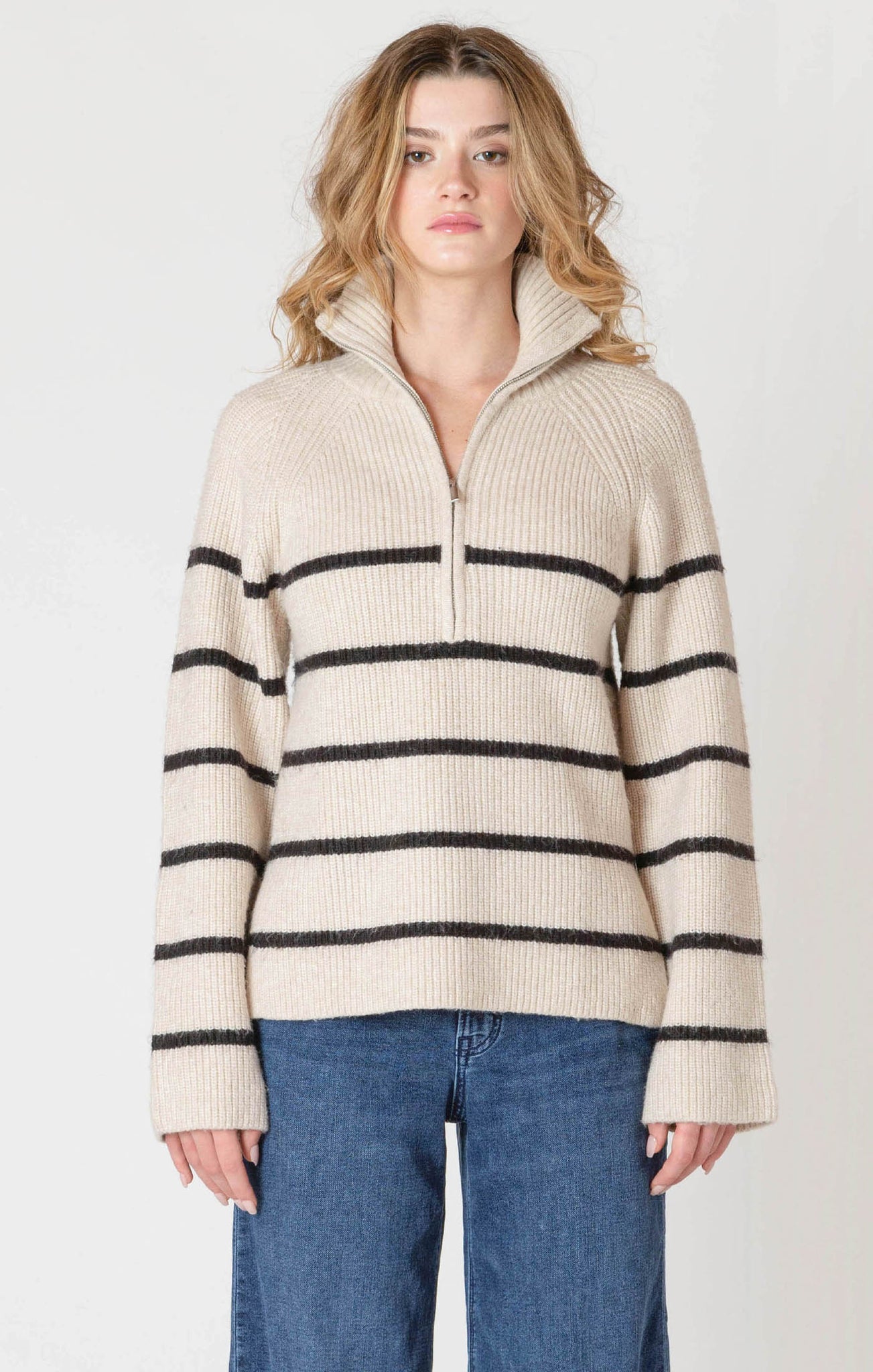 Room 34 Stripe Half Zip Sweater OAT