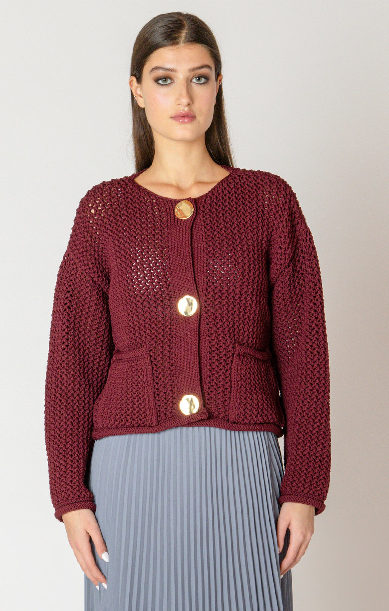 Black Tape Chunky Knit Cardigan DK RUBY
