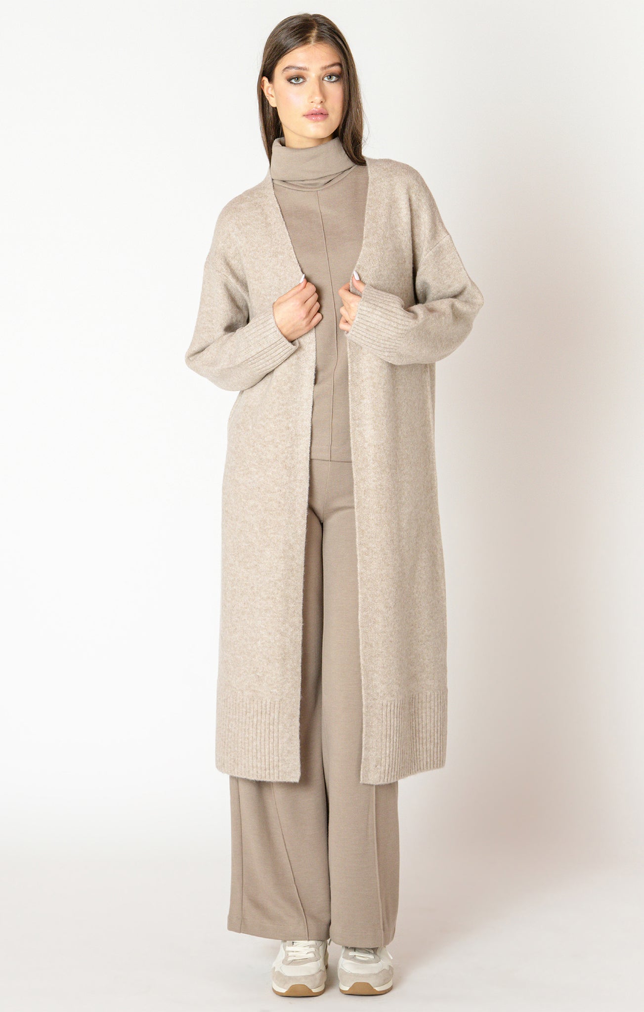 Black Tape Longline Open Cardigan OAT