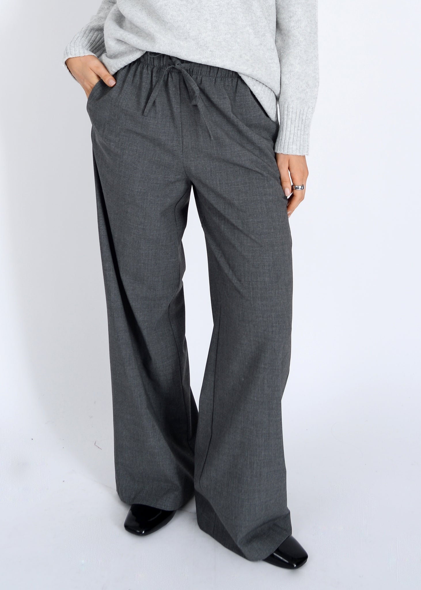 RD Style Merry Drawstring Waist Pant HTHR GRY