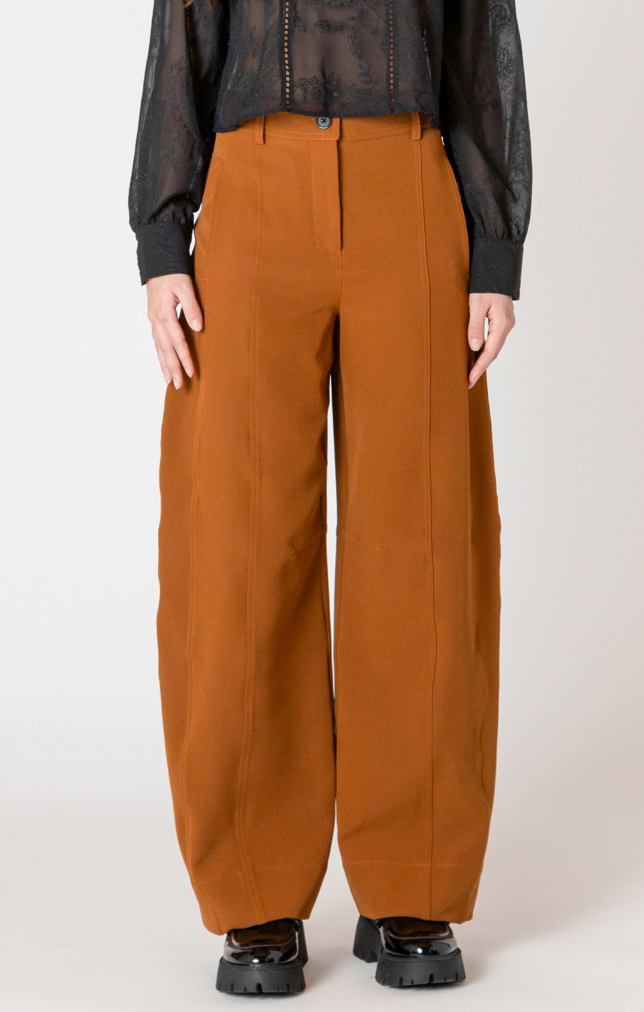 Black Tape Barrel Leg Trouser CARAMEL