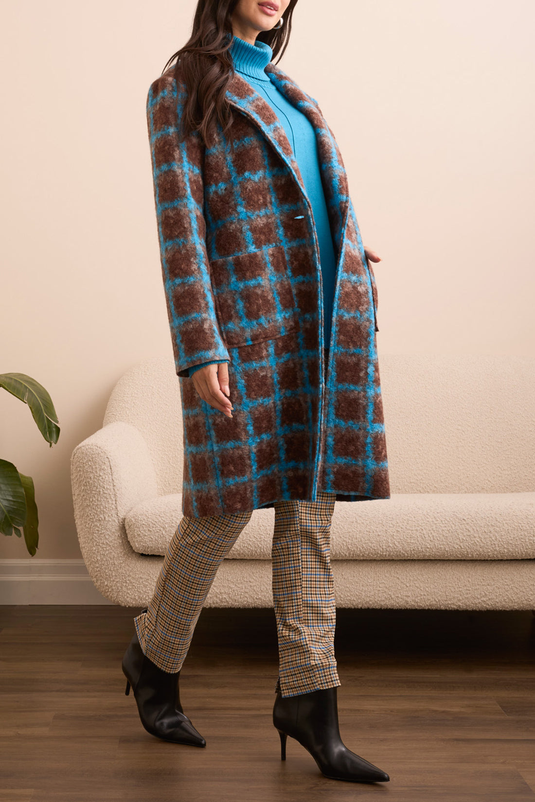 Tribal Check Button Front Jacket WOOD