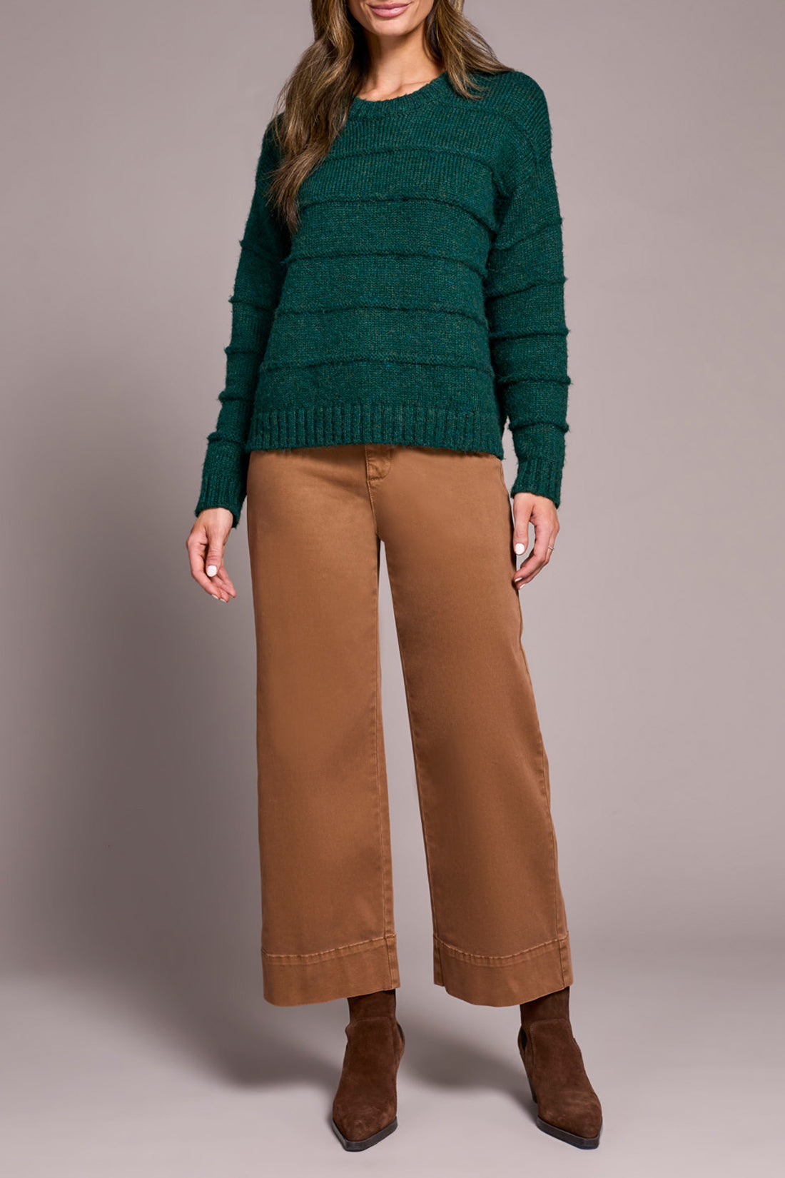 Tribal Crew Neck Knit Sweater OPAL GREEN