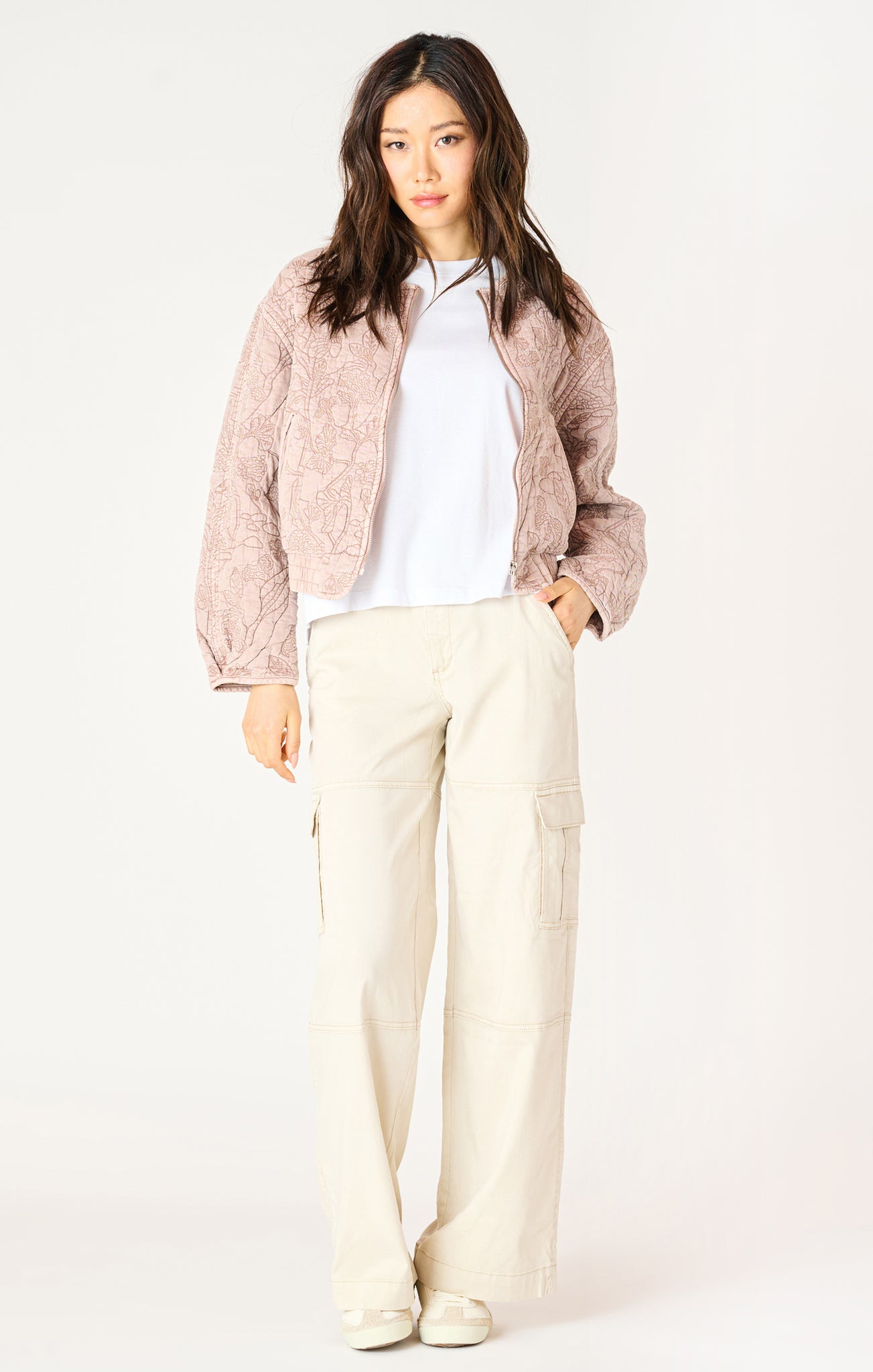 Dex Floral Quilted Bomber Jacket ROSE