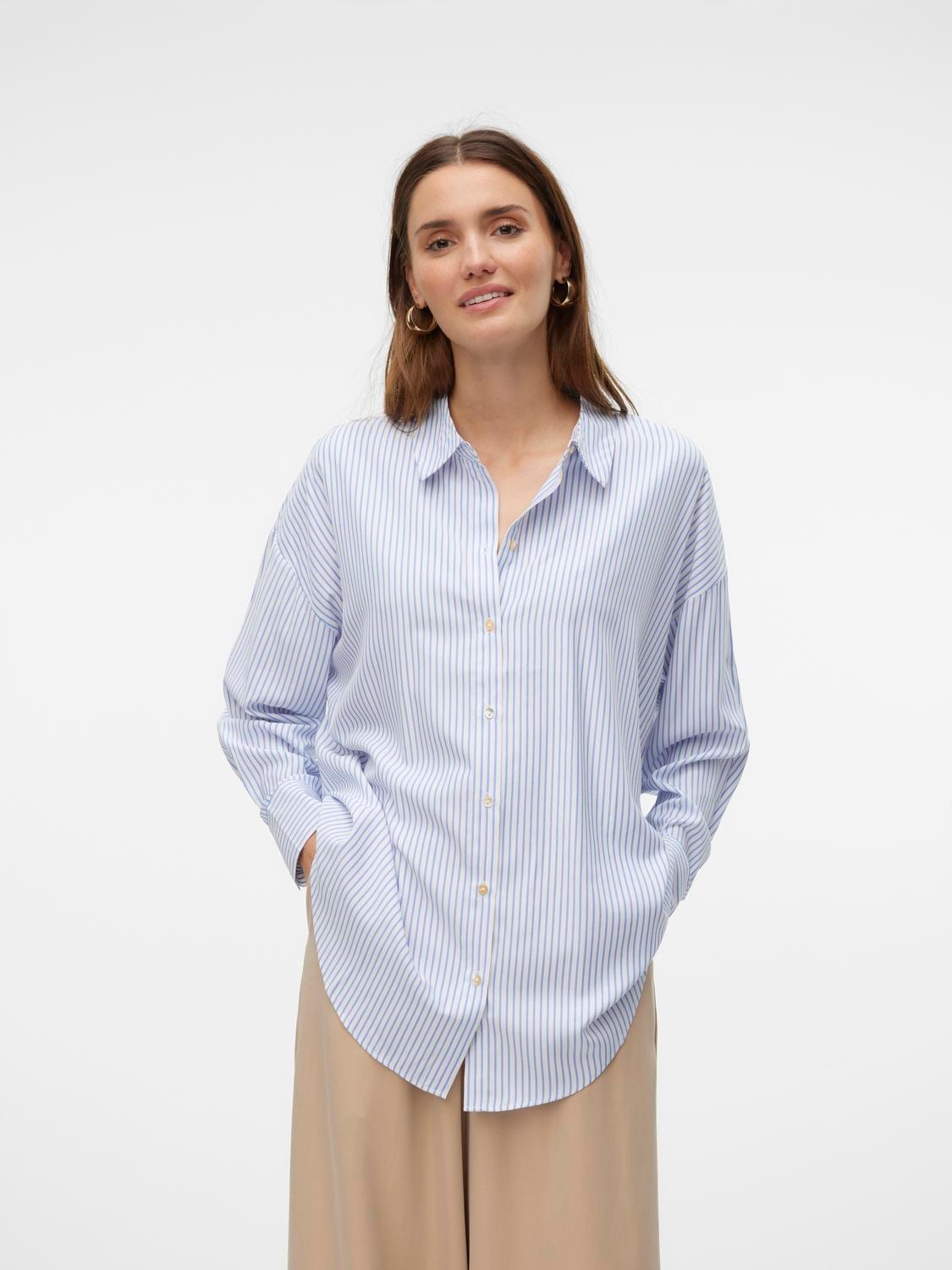 Vero Moda Nora Stripe L/S Button Front Shirt BLU