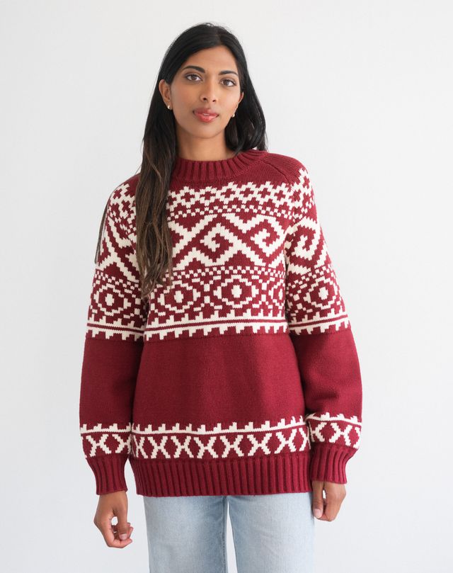 Brunette The Label Fair Isle Sweater BURG